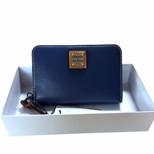 Dooney & Bourke Wexford Leather Medium Zip Around Wallet Ocean Blue Color